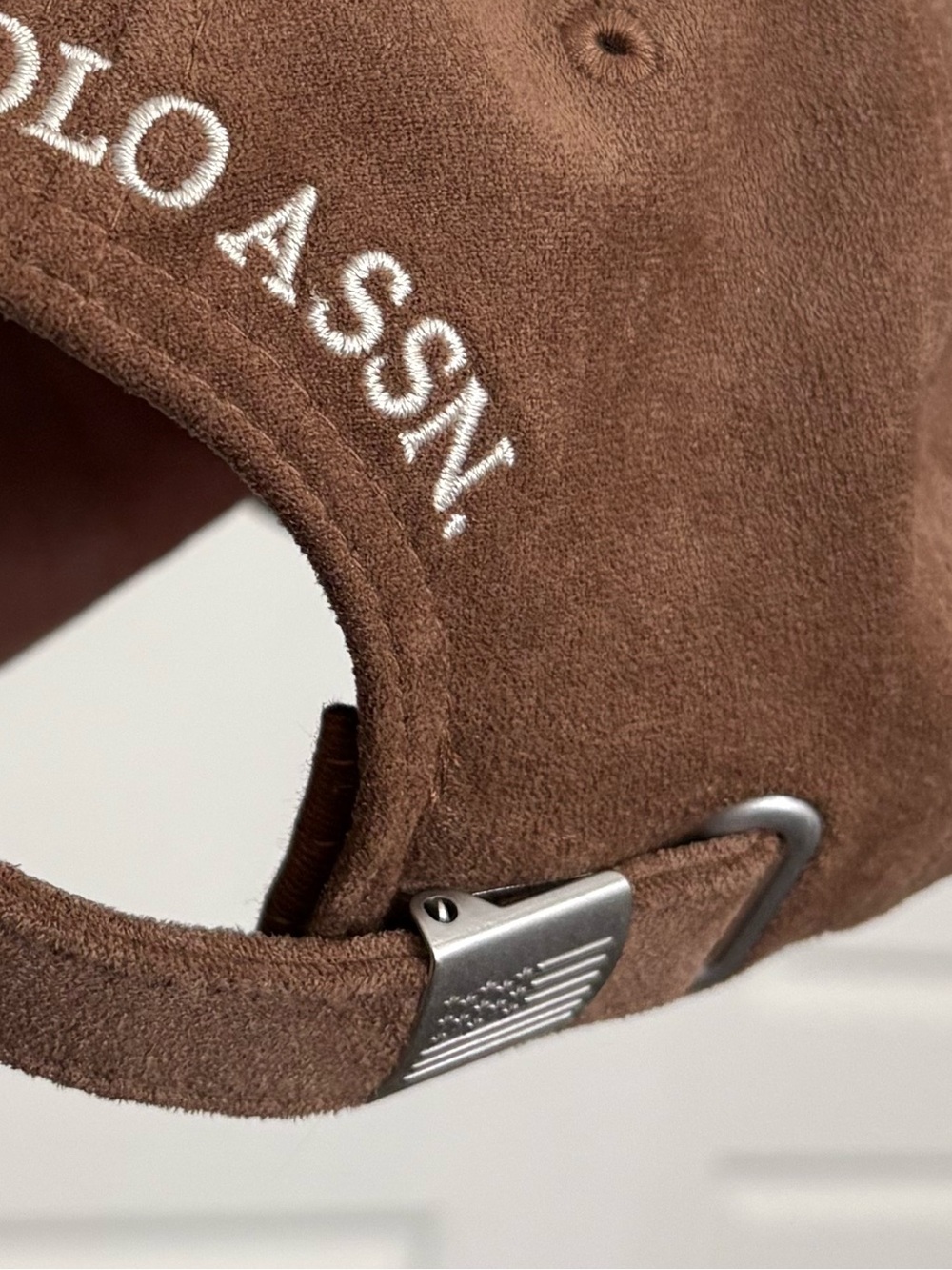 Brown Suede U.S. Polo Assn. Cap Adjustable Baseball Hat Silver Buckle - Picture 5 of 5